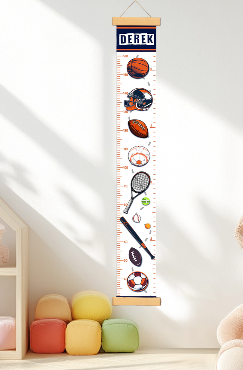Personalized Sports Theme Hanging Canvas Height Ruler