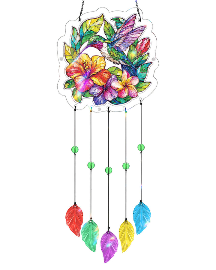 Acrylic Puzzle Suncatcher Wind Chime - Hummingbird Garden
