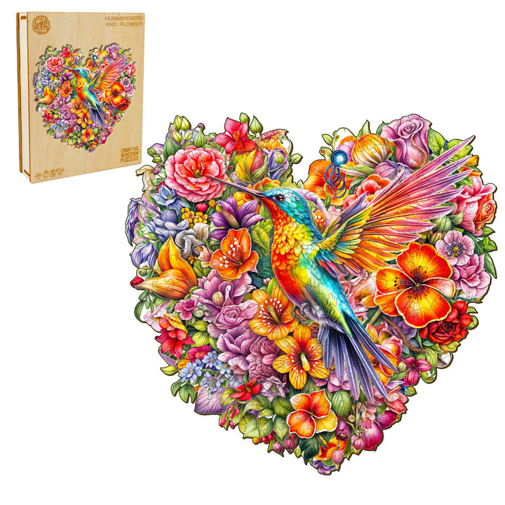 Hummingbird and Flower Wooden Jigsaw Puzzle-Woodbests