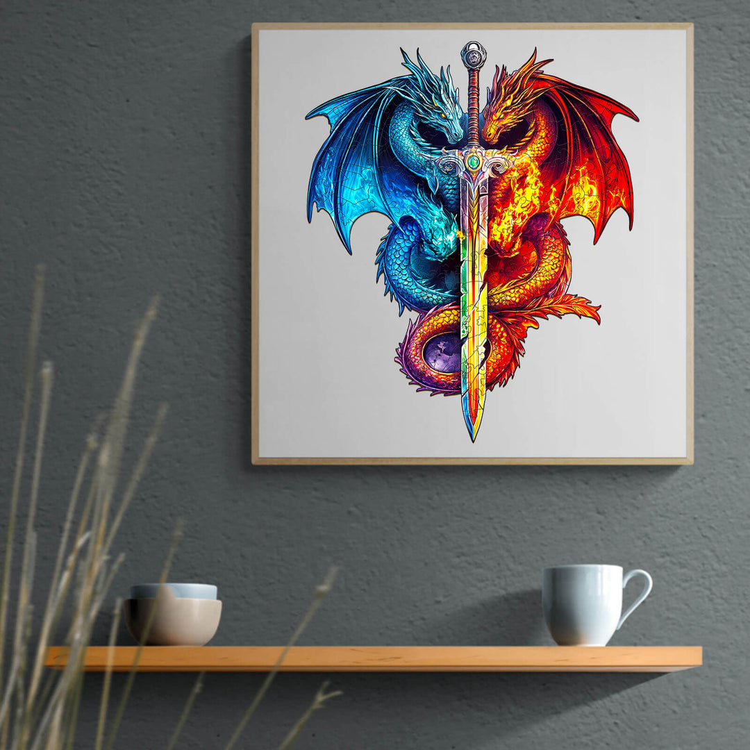 Dragon and Sword Wooden Jigsaw Puzzle - Woodbests