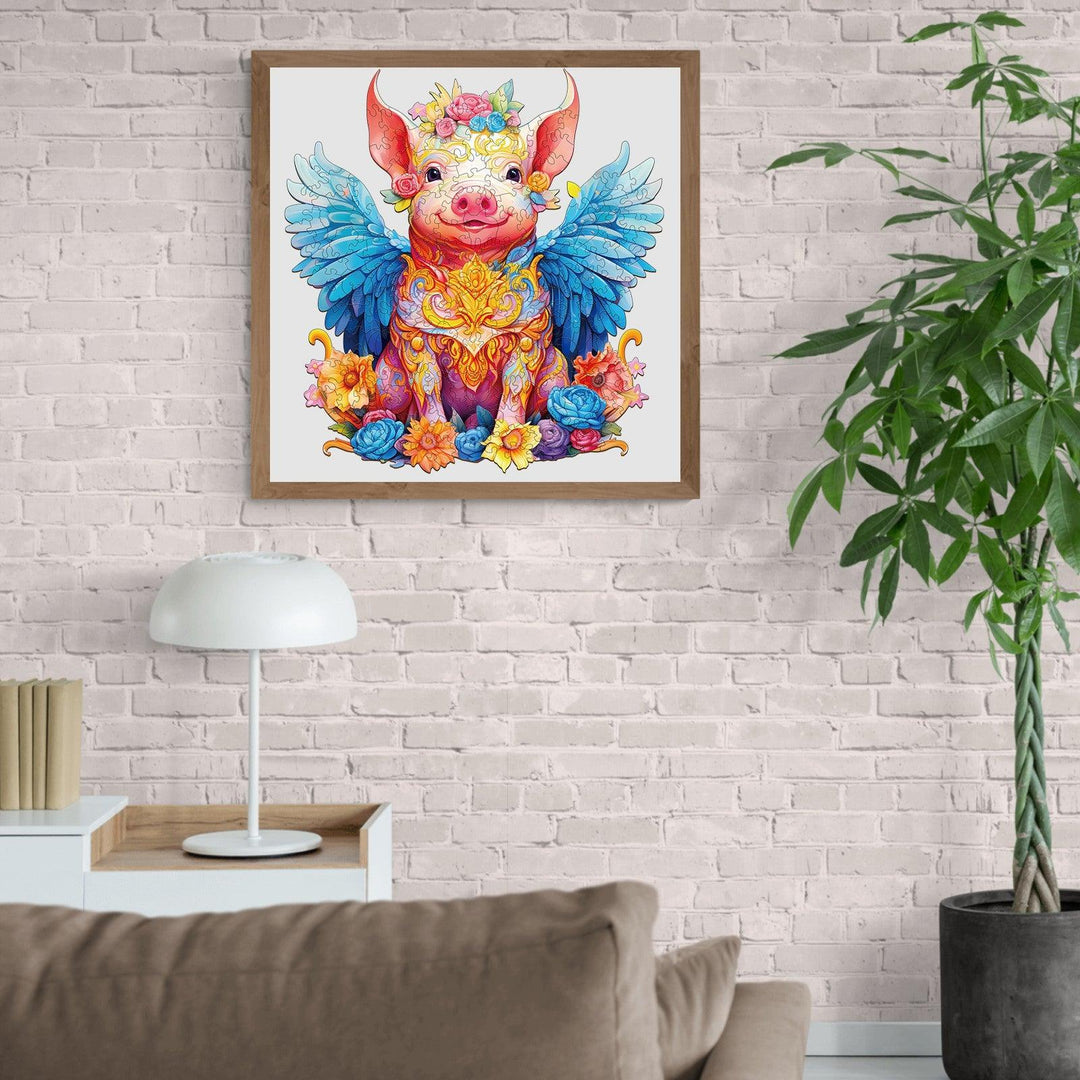 Angel Pig Wooden Jigsaw Puzzle-Woodbests