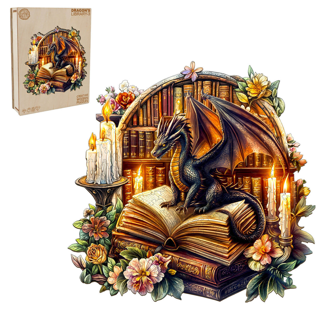 Dragon's Library-3 Wooden Jigsaw Puzzle