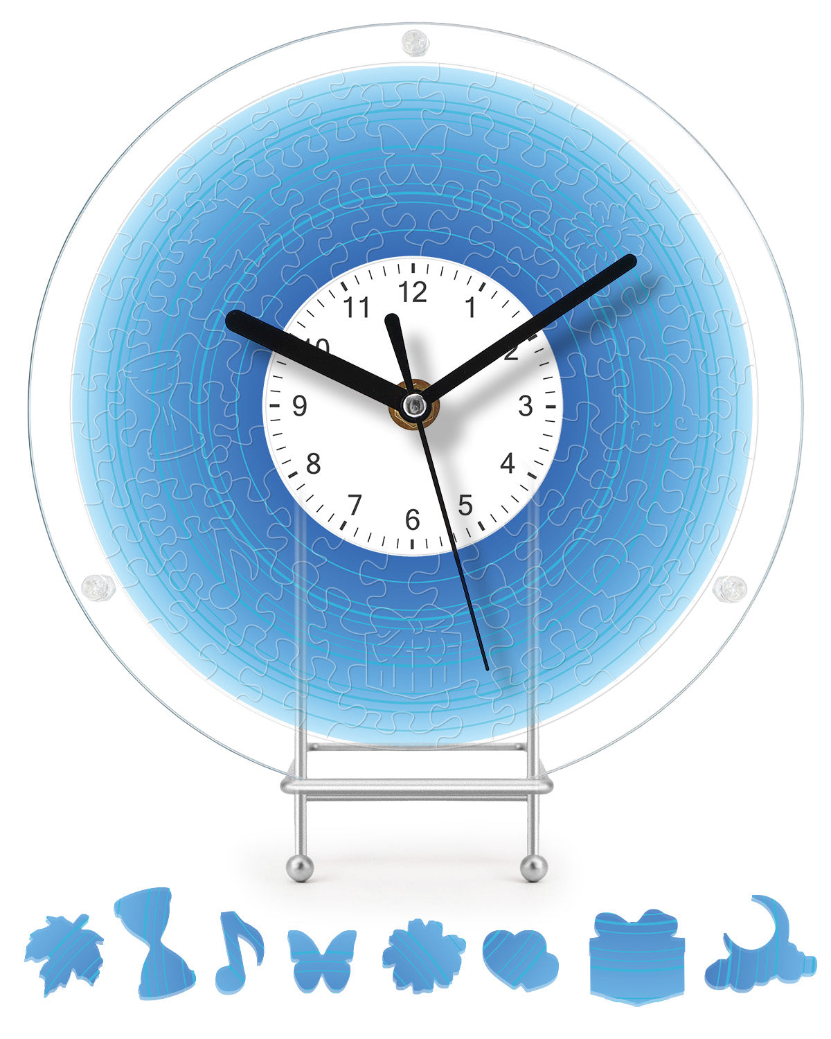 DIY Acrylpuzzle-Uhr Bausatz - Farbverlauf Blau