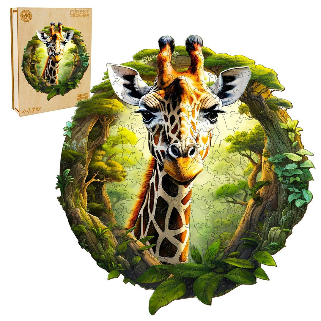 Forest Giraffe Wooden Jigsaw Puzzle-Woodbests
