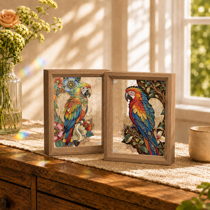 Double Sided Acrylic Jigsaw -Colorful Parrot