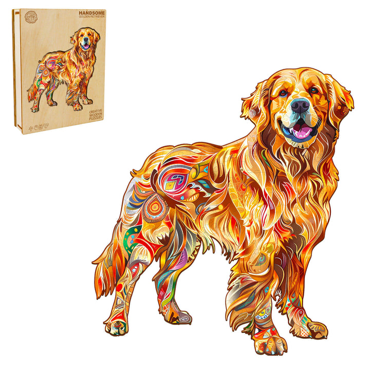 Handsome Golden Retriever Wooden Jigsaw Puzzle - Woodbests