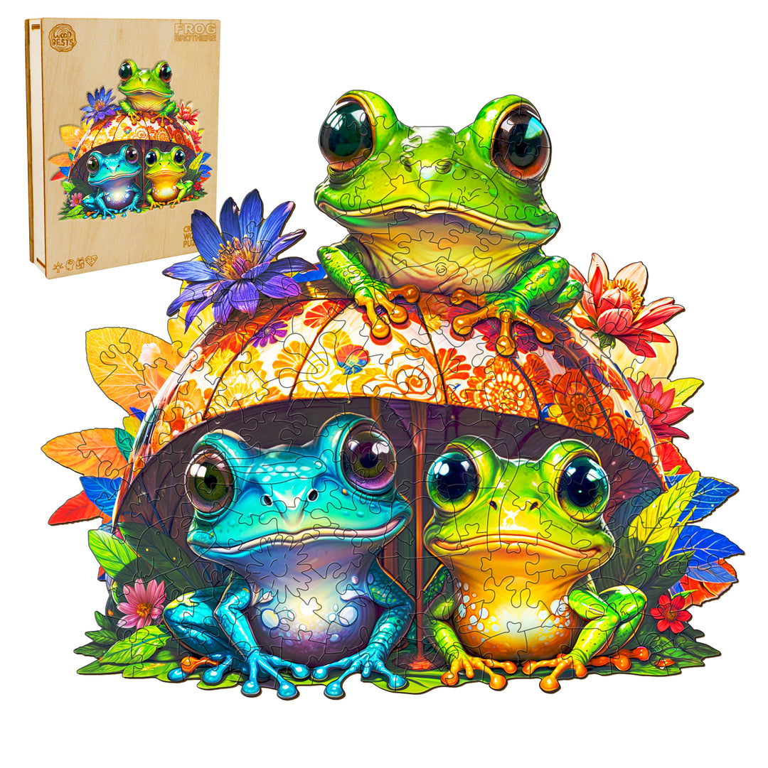 Frog Brothers Wooden Jigsaw Puzzle-Woodbests