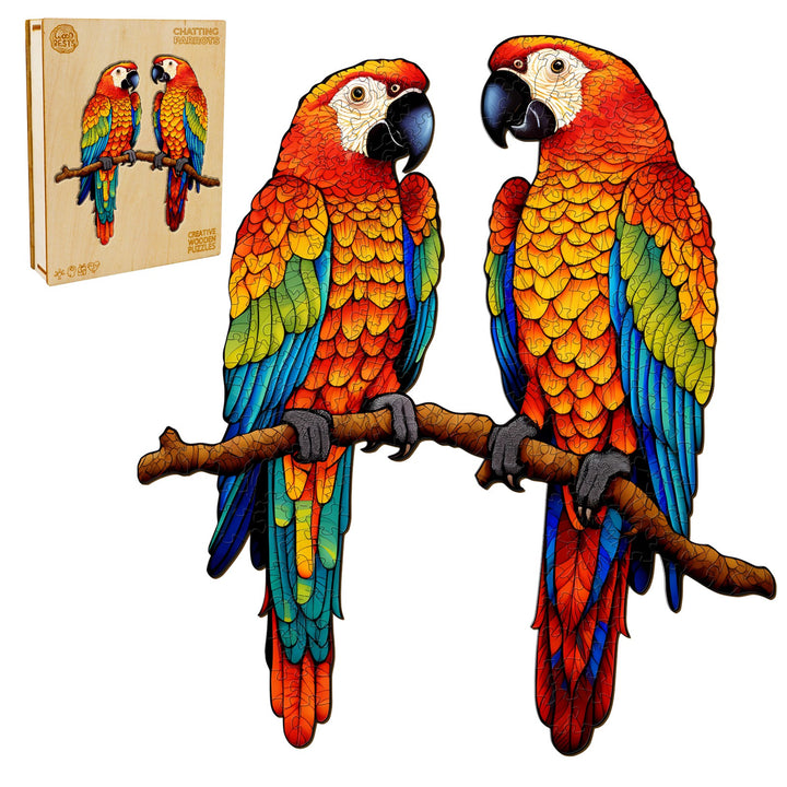 Chatting Parrots Wooden Jigsaw Puzzle