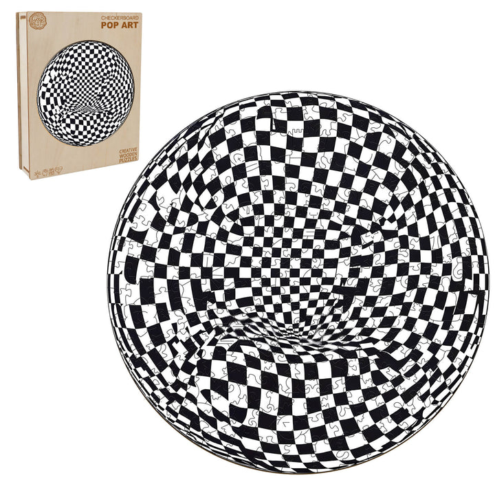 Checkerboard Pop Art Wooden Jigsaw Puzzle