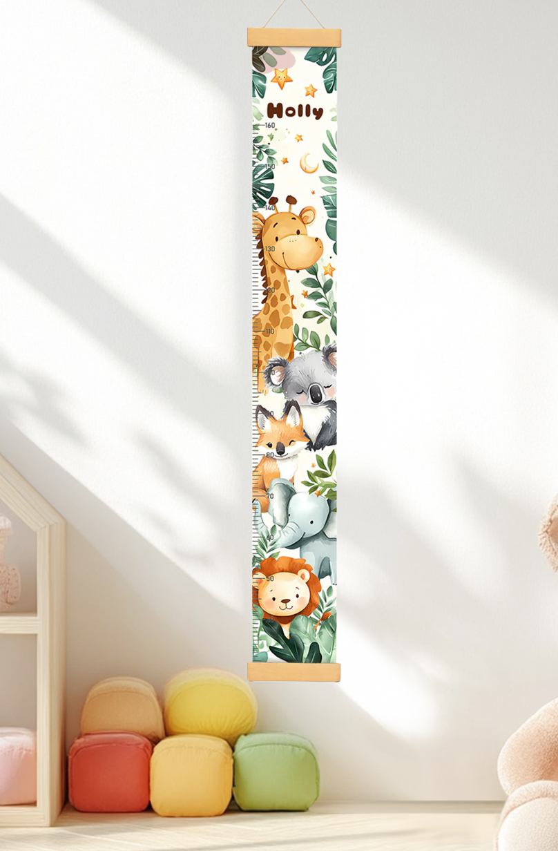 Personalized Forest Theme Hanging Canvas Height Ruler
