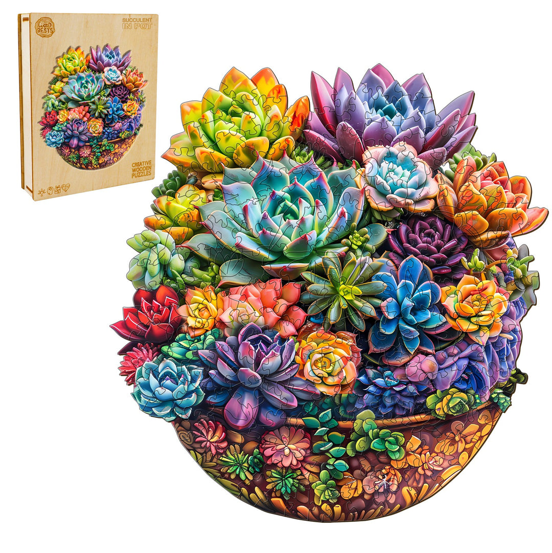Succulent in pot Wooden Jigsaw Puzzle