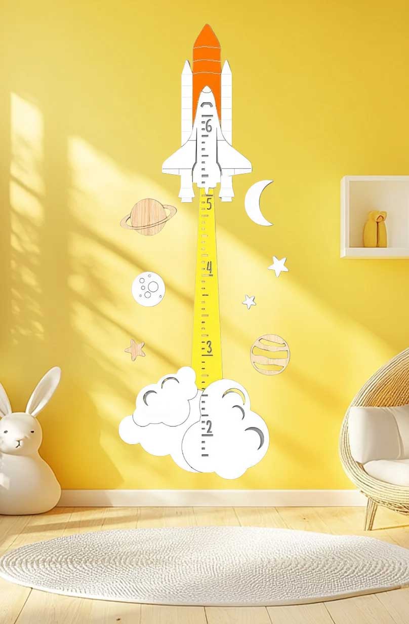 Personalized Wooden Rocket Growth Chart Clearance Sale