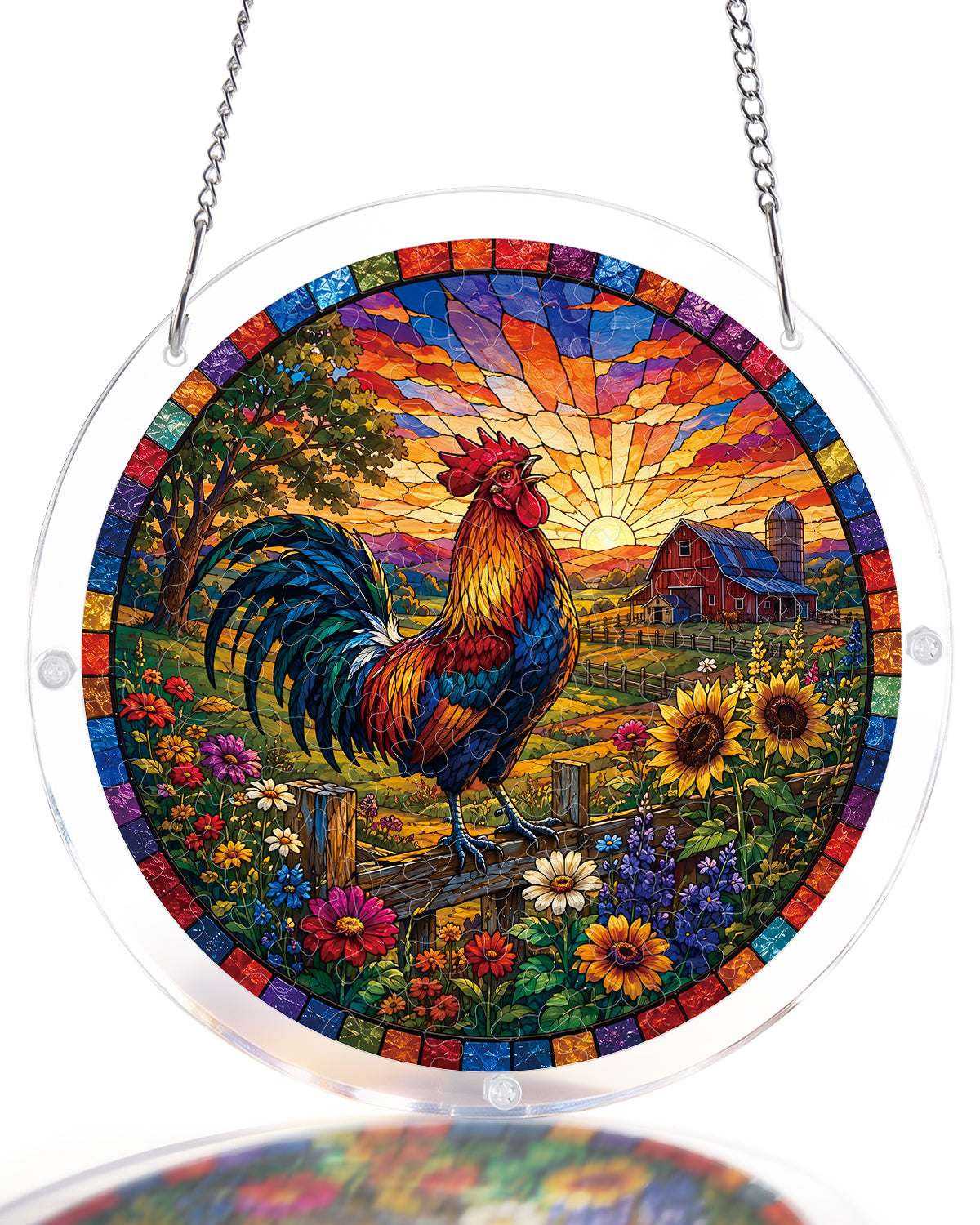 Acrylic Jigsaw Puzzle Suncatcher - Sunrise Rooster