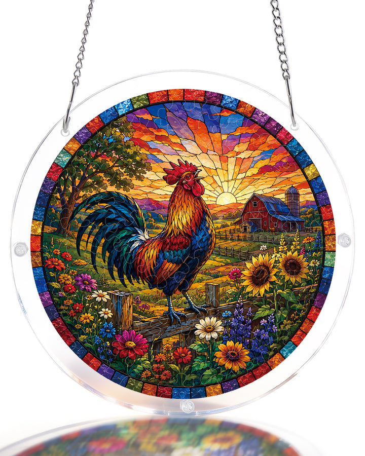 Acrylic Jigsaw Puzzle Suncatcher - Sunrise Rooster