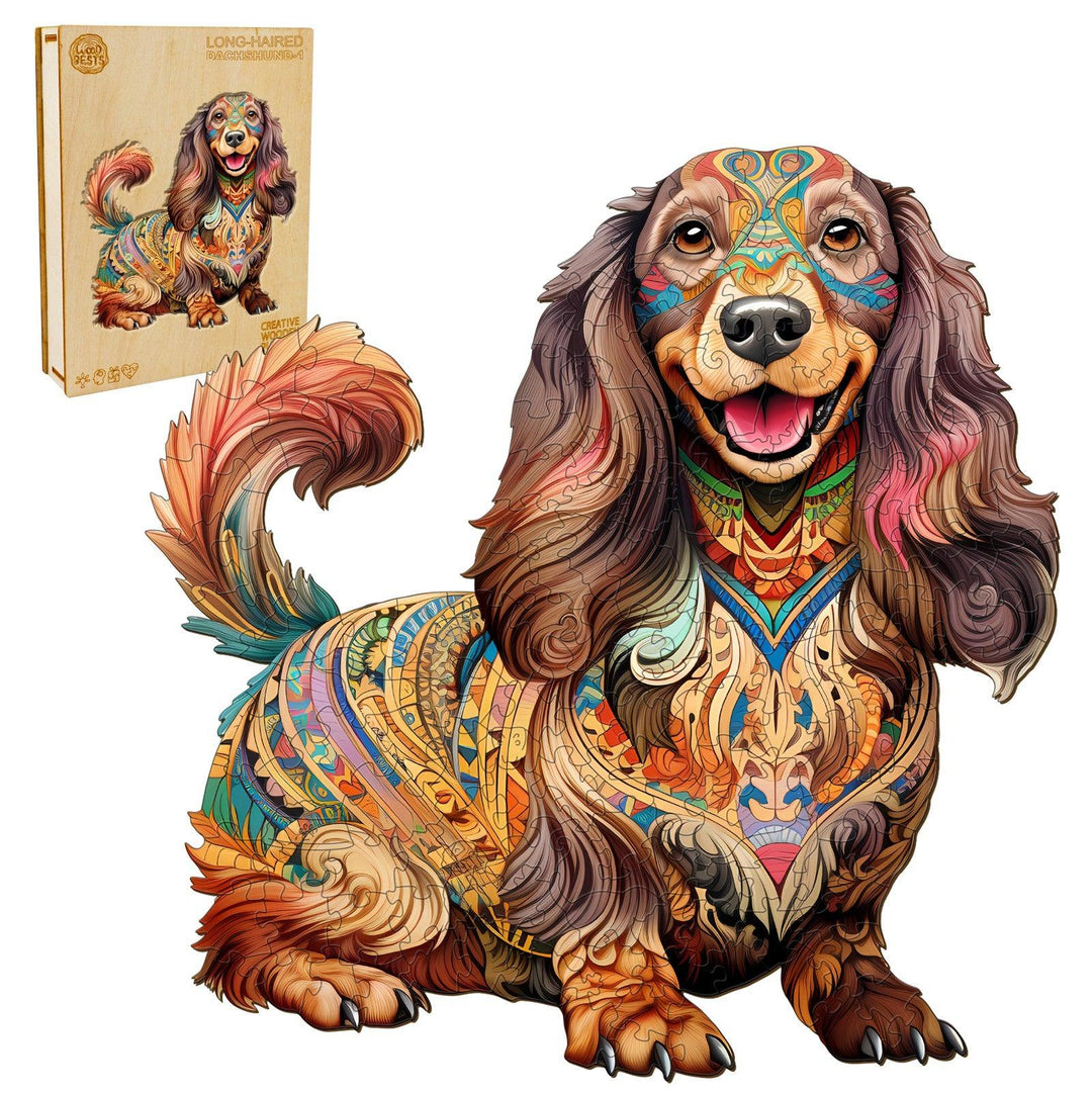 Long-haired Dachshund 1 Wooden Jigsaw Puzzle