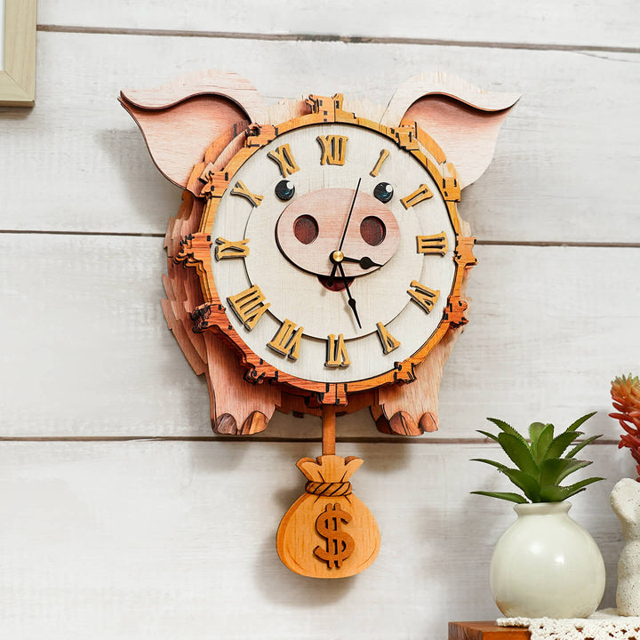 Pig – DIY Wooden Clock, 3D Puzzle Craft Kit