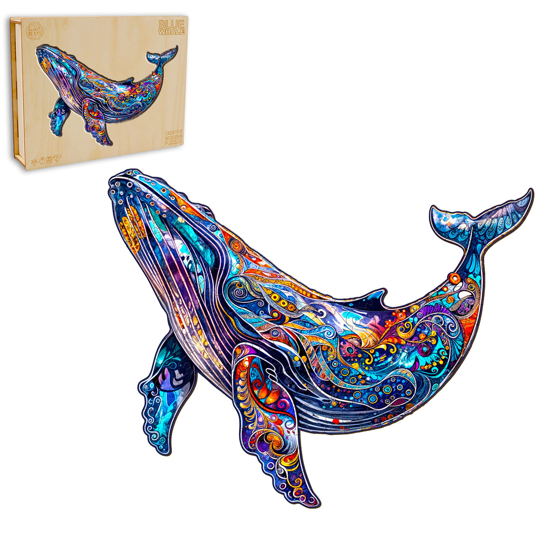 Puzzle en bois Baleine bleue 
