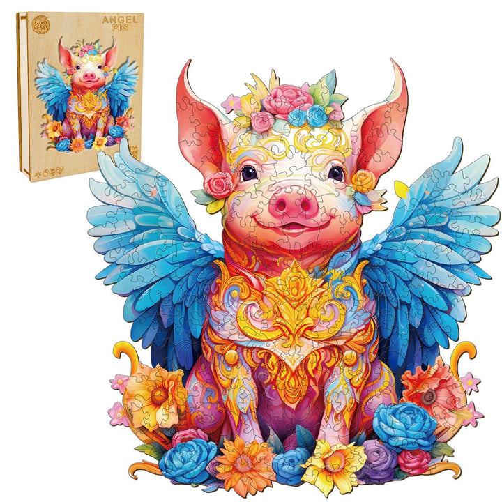 Angel Pig Wooden Jigsaw Puzzle