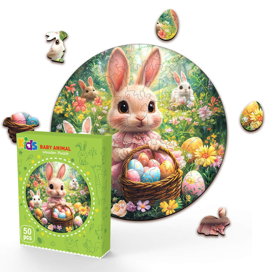 Cute Easter Bunny Children's Wooden Jigsaw Puzzle