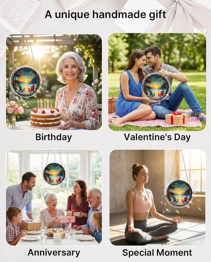 Acrylic Jigsaw Puzzle Suncatcher - Tropical Sunset