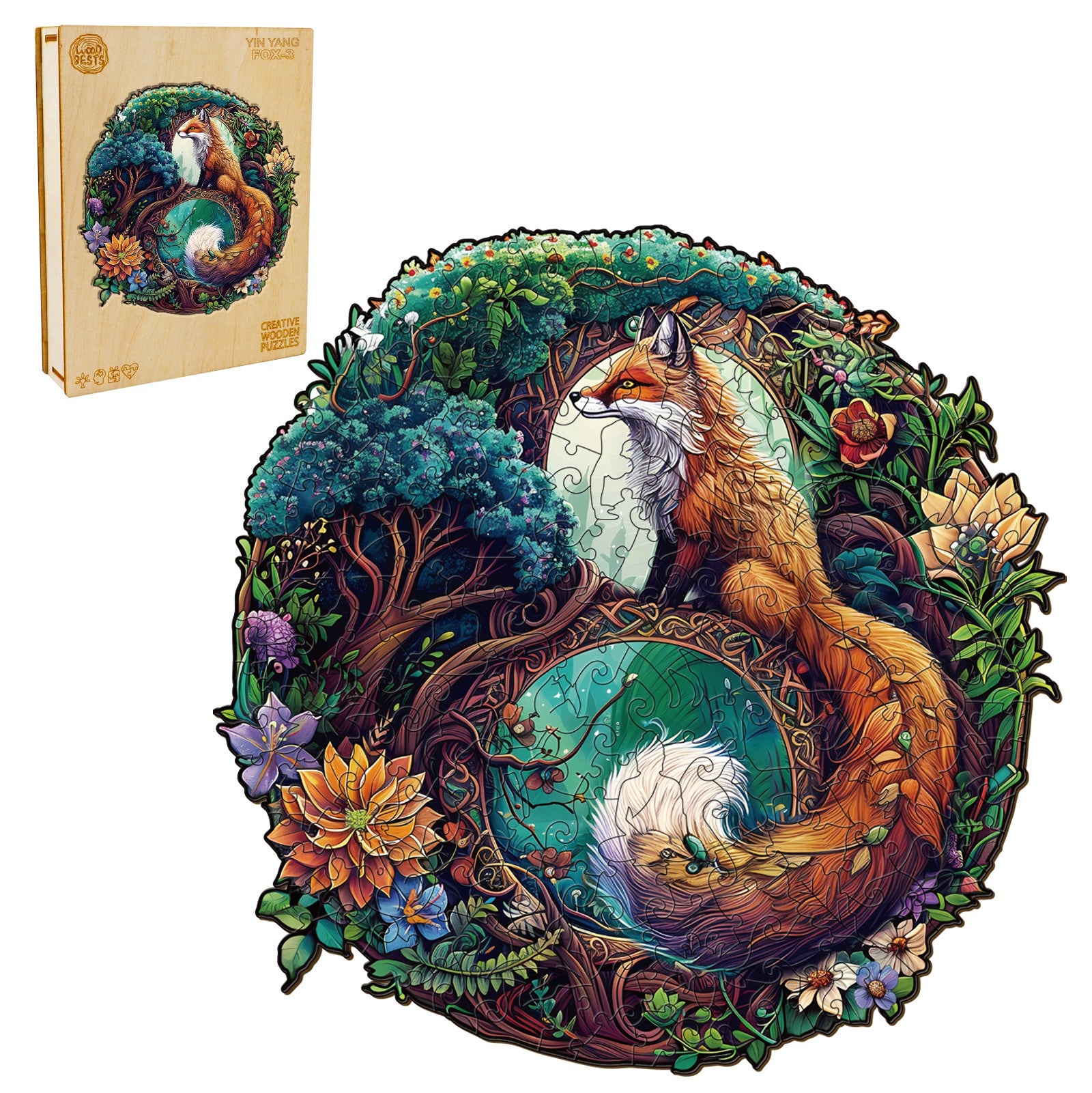 Yin Yang Fox-3 Wooden Jigsaw Puzzle