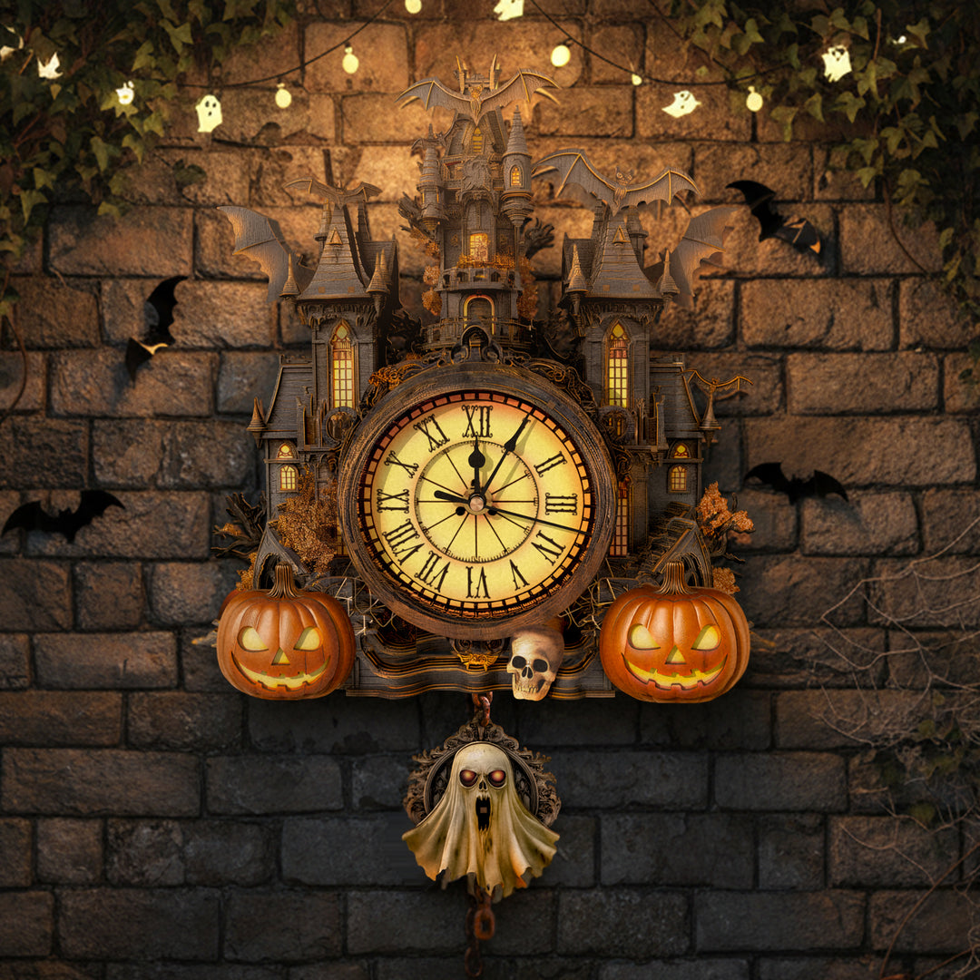 Halloween Cottage– DIY Wooden Clock, 3D Puzzle Craft Kit