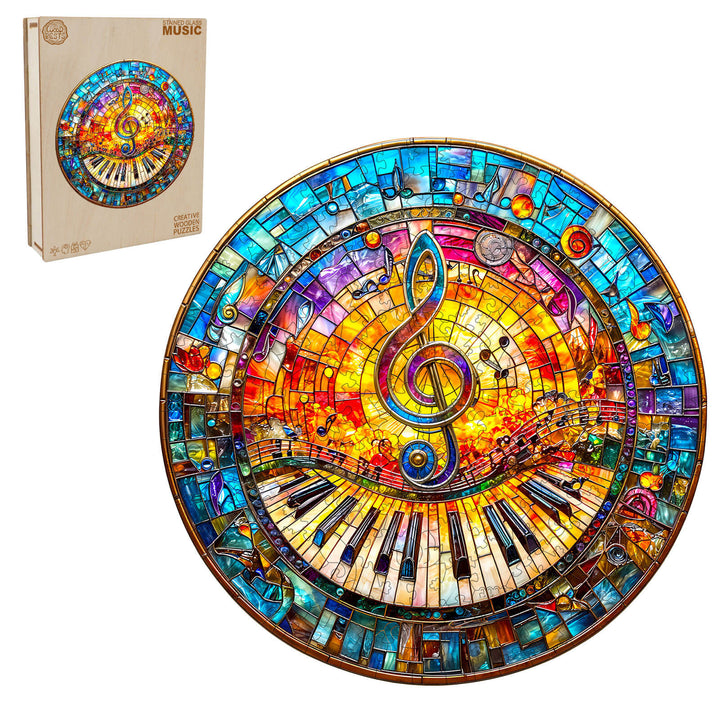 Stained Glass Music Wooden Jigsaw Puzzle