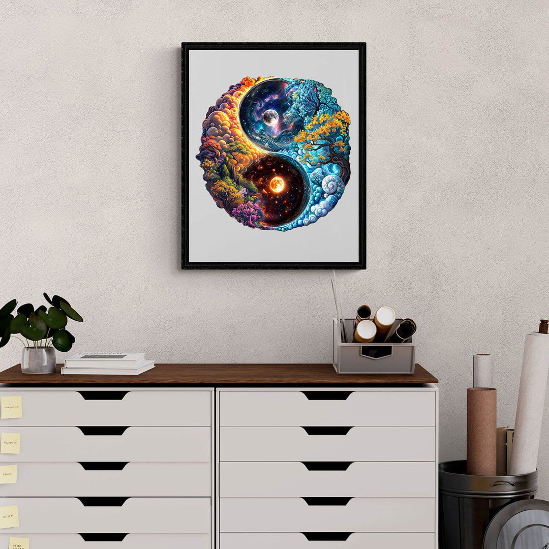 Yin-yang universe Wooden Jigsaw Puzzle