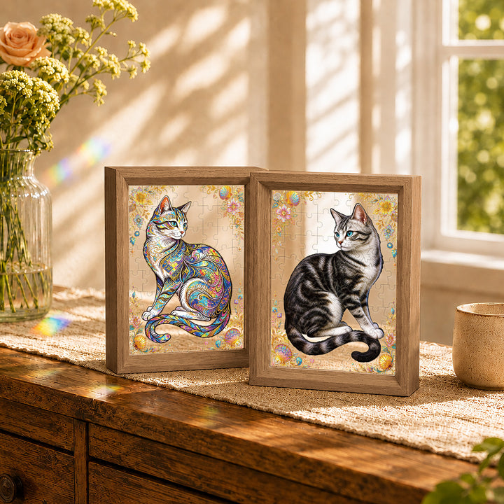 Double Sided Acrylic Jigsaw - Colorful Tabby