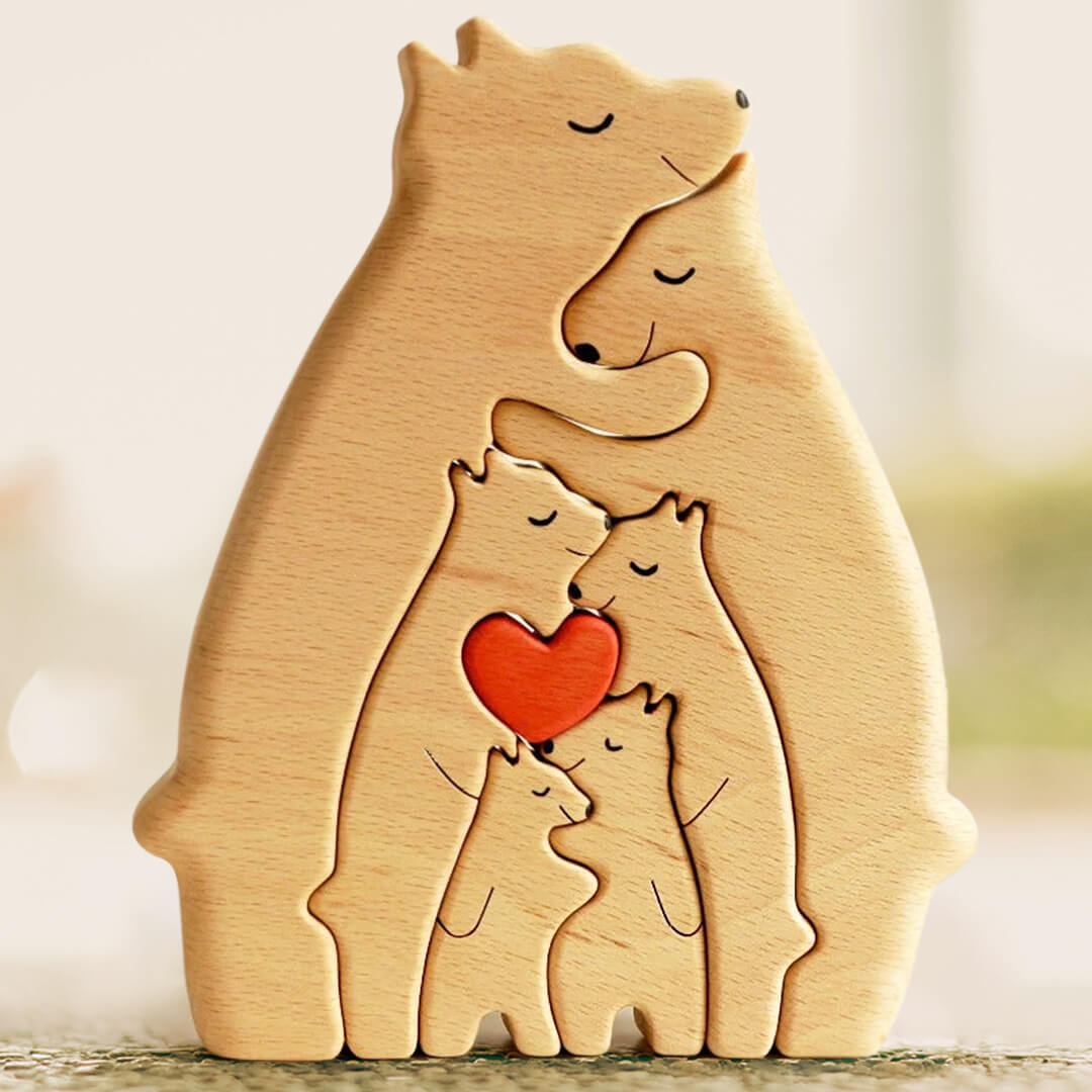 Personalized Bears Family Wooden Puzzle Decor