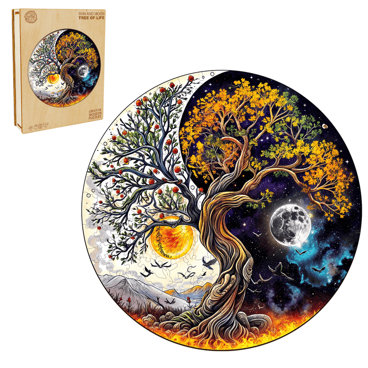 Sun and Moon Tree of Life Wooden Jigsaw Puzzle - Woodbests