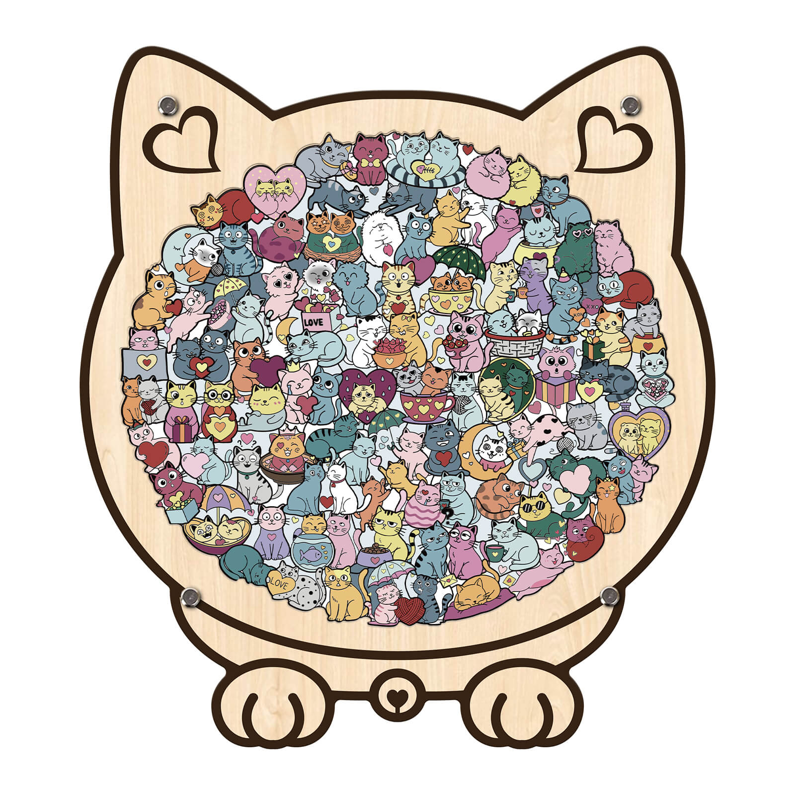 Puzzle en bois en forme de chaton mignon