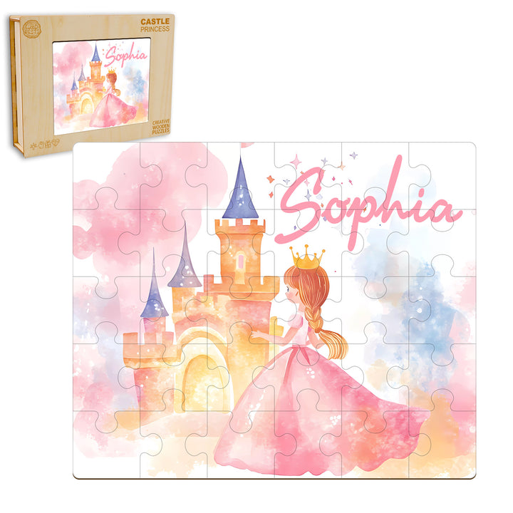 Fairy Tale Princess - Children's Name Custom Wooden Jigsaw Puzzle - By Woodbests