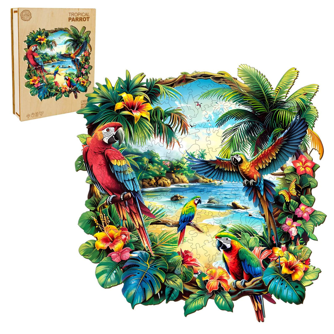 Puzzle en bois perroquet tropical