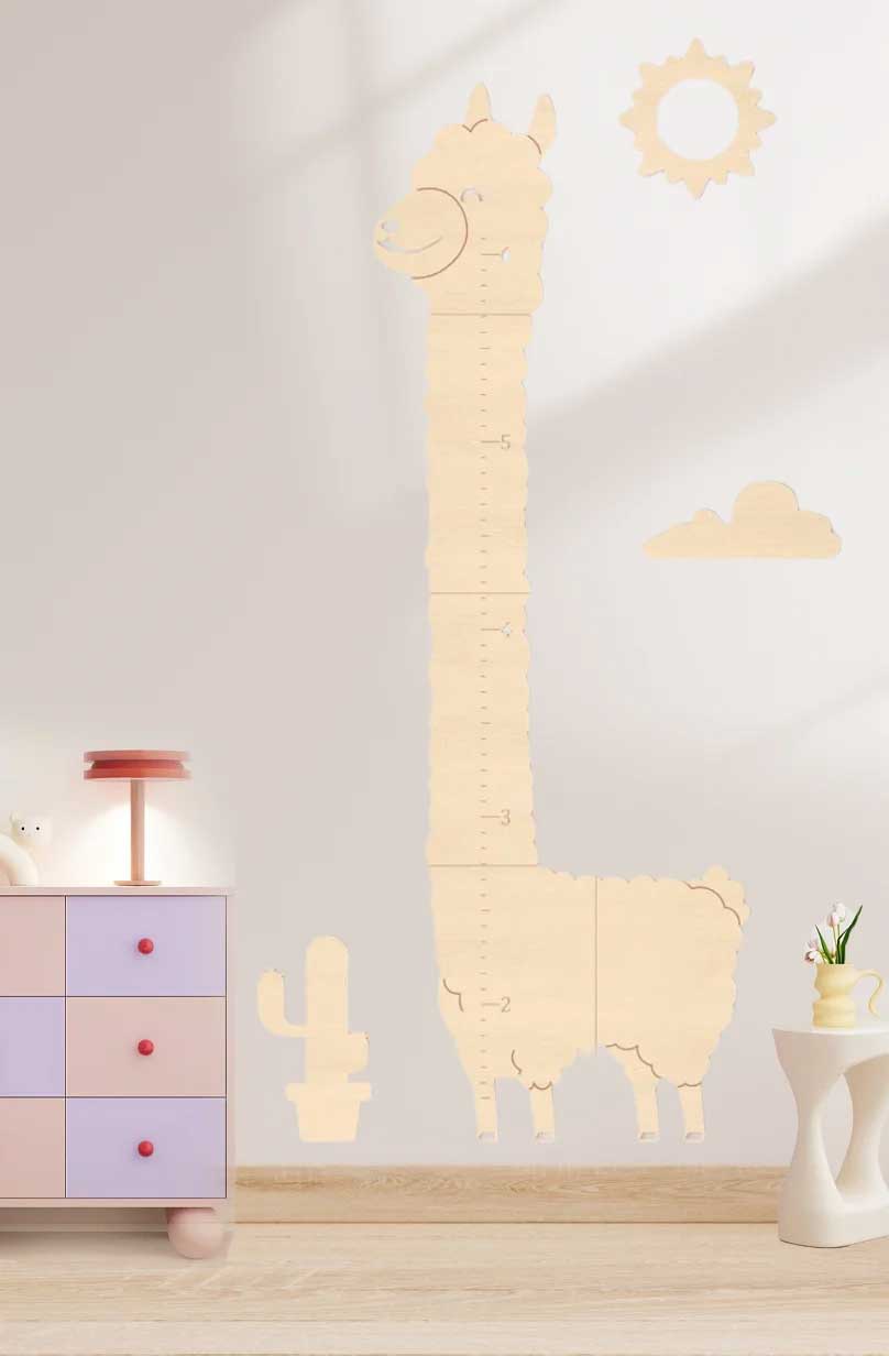 Personalized Wooden Alpaca Growth Chart Kids Room Decor Clearance Sale