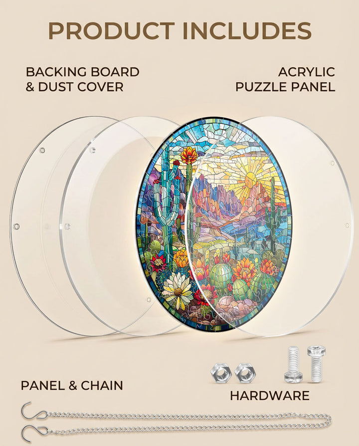 Acrylic Jigsaw Puzzle Suncatcher - Desert Sunrise