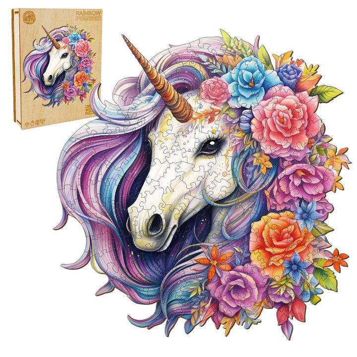 Rainbow Ponies Wooden Jigsaw Puzzle