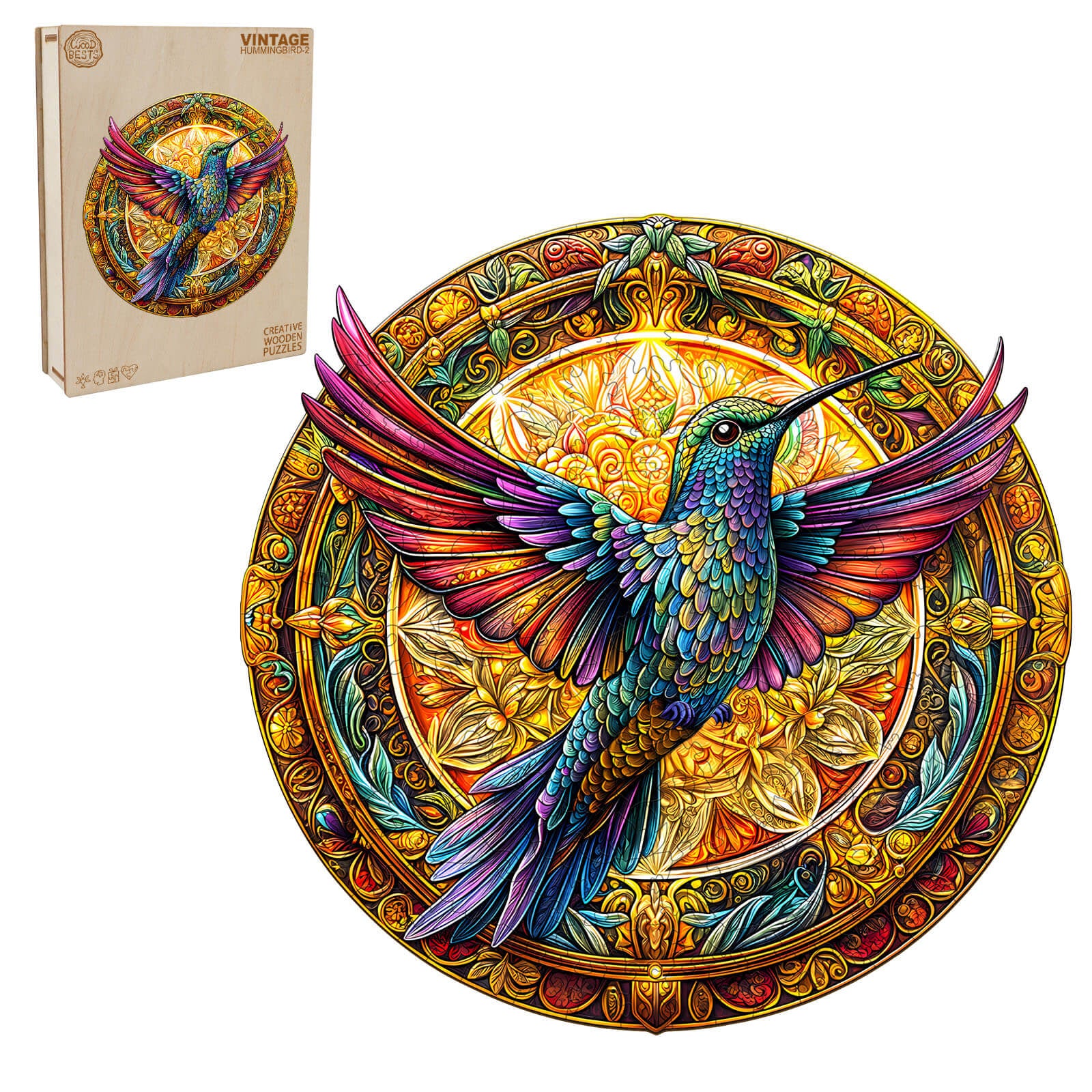 Vintage Kolibri-2 Holz-Puzzlespiel