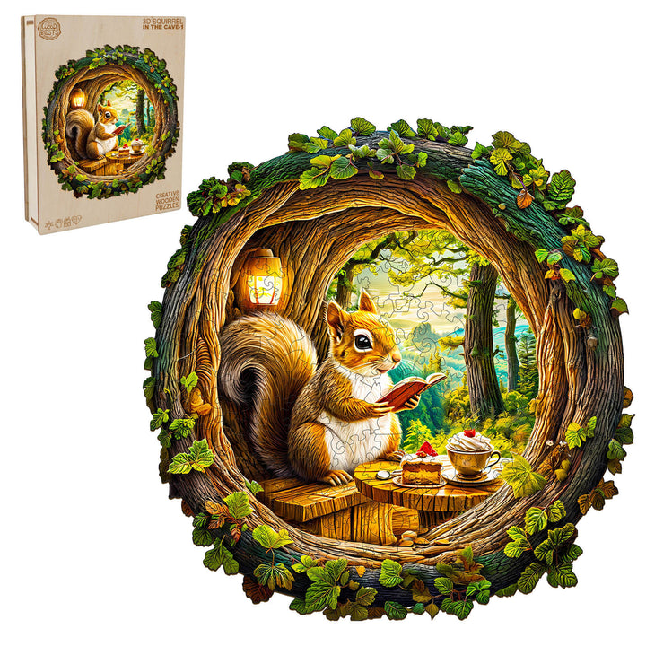 3D Squirrel in The Cave-1 Wooden Jigsaw Puzzle