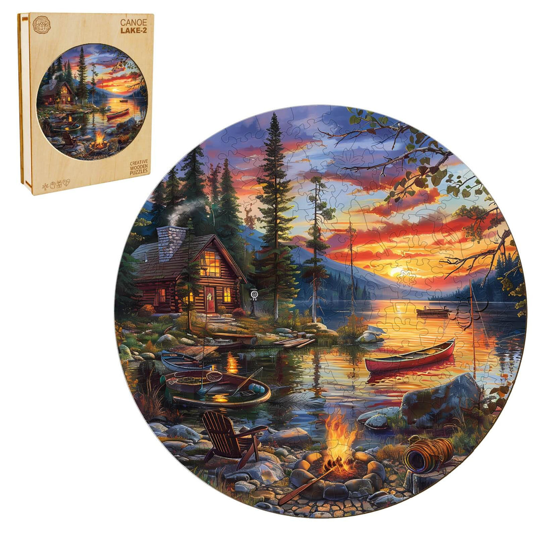 Canoe Lake-2 Wooden Jigsaw Puzzle