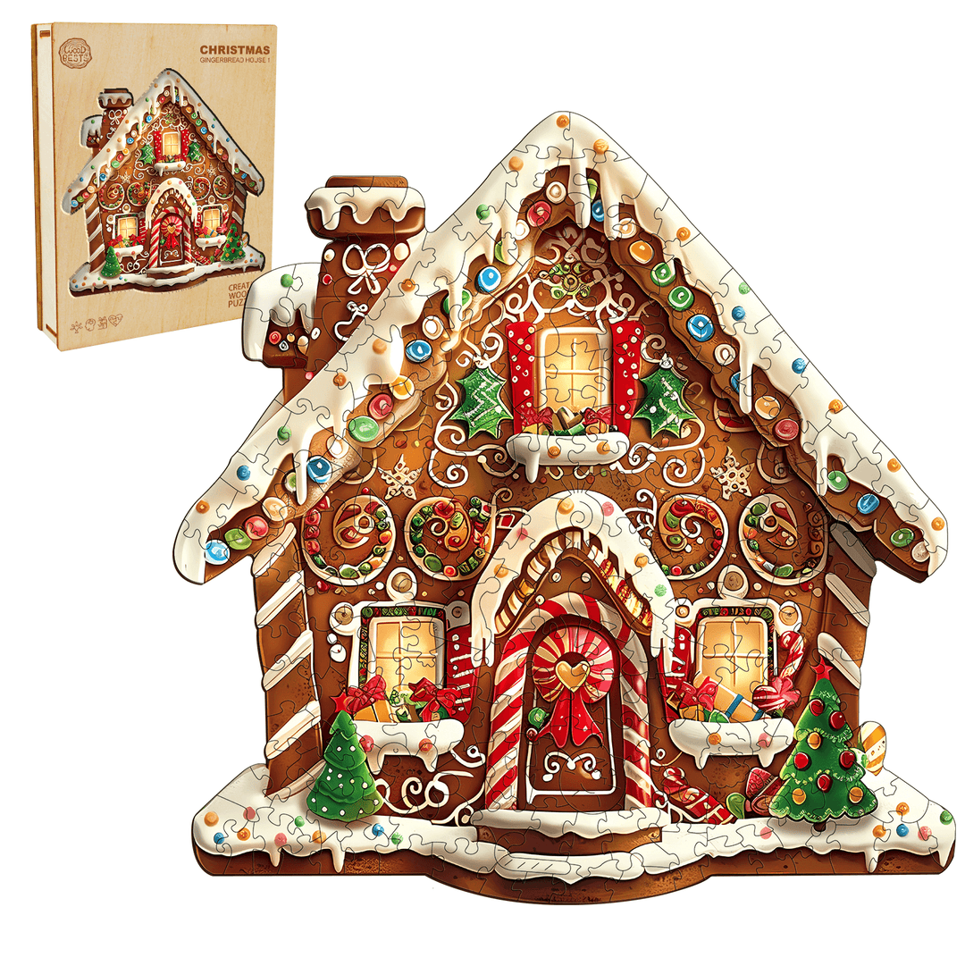 Puzzle en bois Père Noël dans la cheminée-1