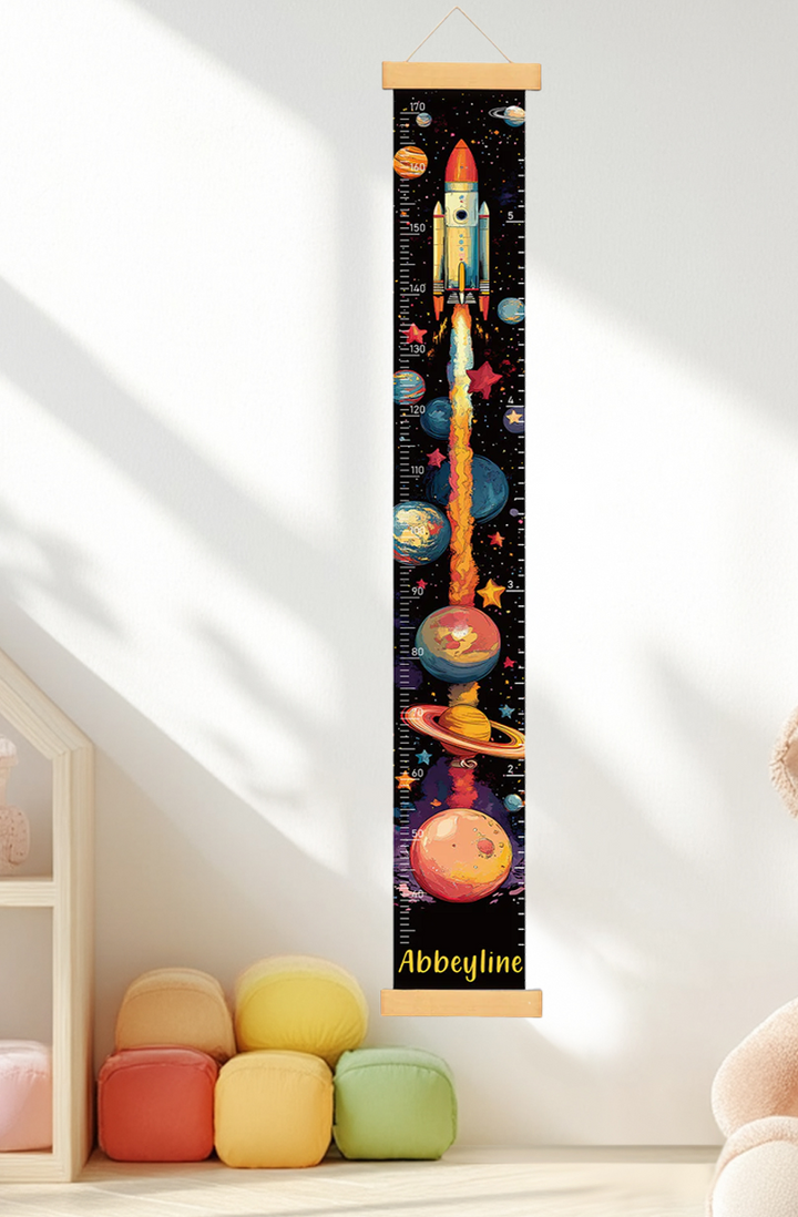 Personalized Space Rocket Hanging Canvas Height Ruler