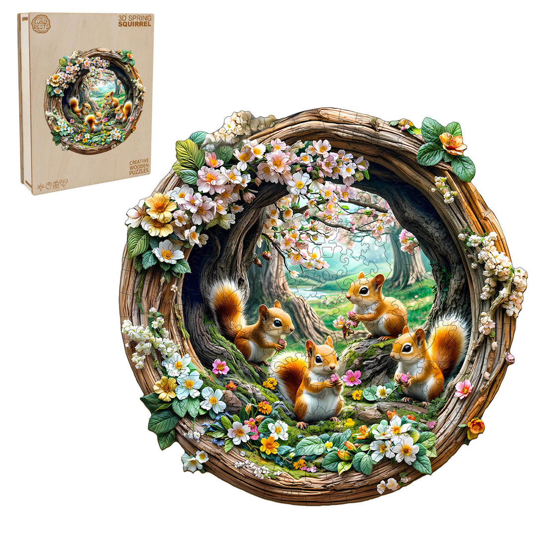 3D Spring Squirrel Wooden Jigsaw Puzzle