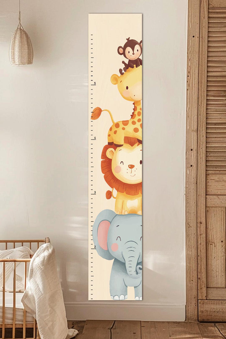 Personalized Wooden Safari Animal Growth Chart Ruler Clearance Sale