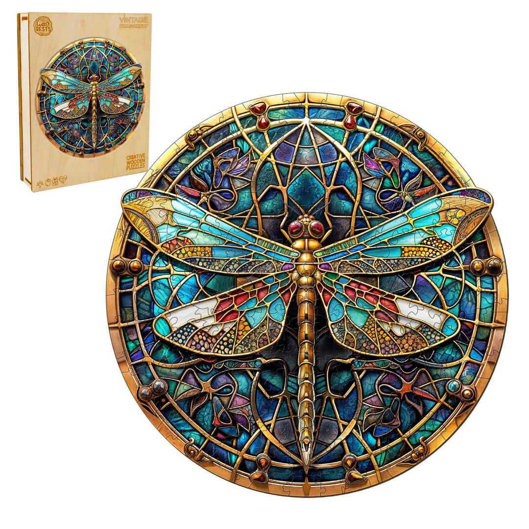 Vintage Dragonfly Wooden Jigsaw Puzzle