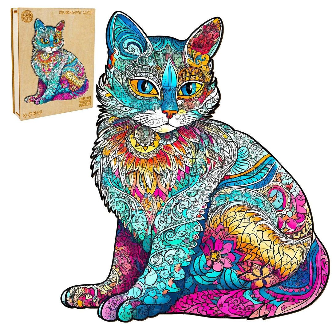 Elegant Cat Wooden Jigsaw Puzzle-Woodbests