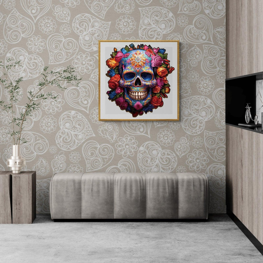 Flowers and Skulls Wooden Jigsaw Puzzle