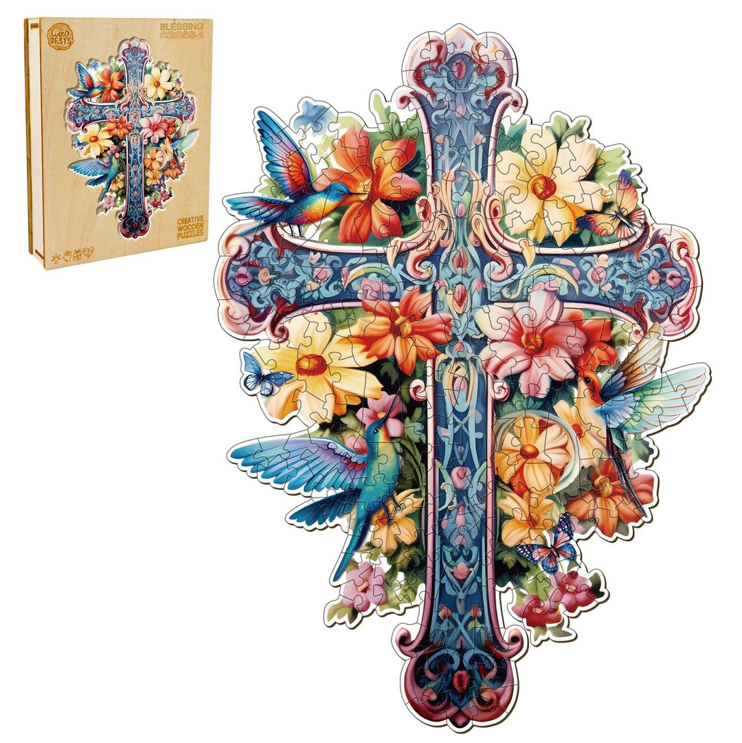 blessing cross-1 Wooden Jigsaw Puzzle-Woodbests