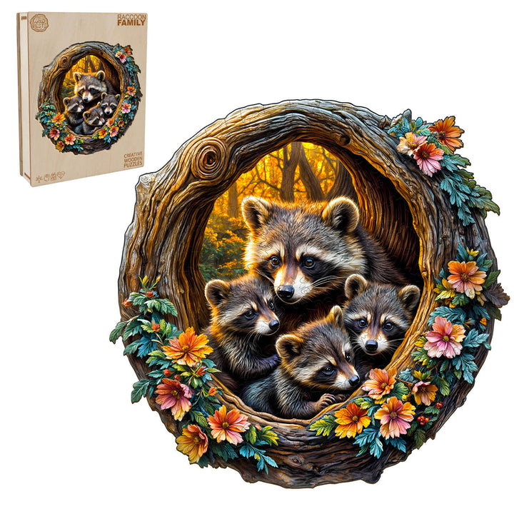 Raccoon Family Wooden Jigsaw Puzzle