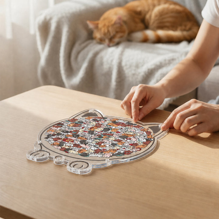 Acrylic Jigsaw Puzzle Suncatcher - Home of Kittens